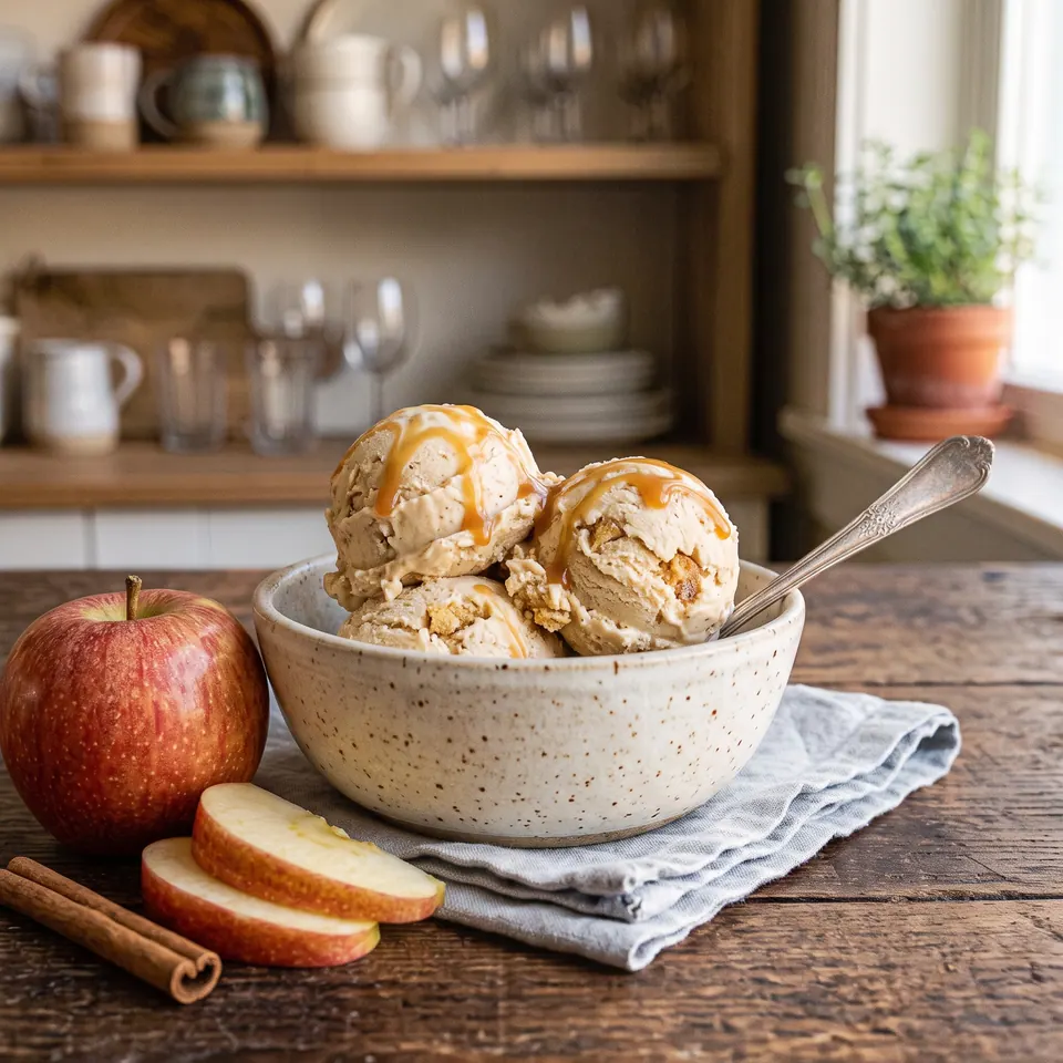 Apple Pie Ice Cream made in a Ninja CREAMi, served