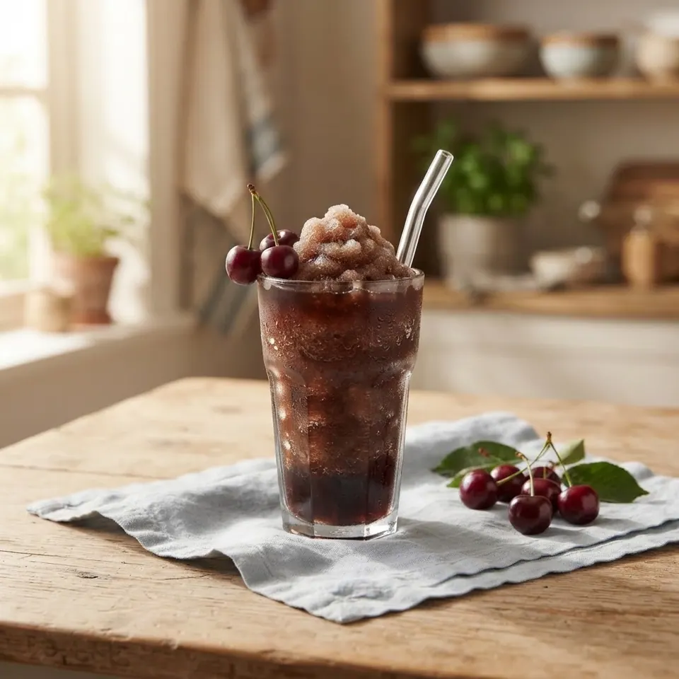 Cherry Cola Slushi, served