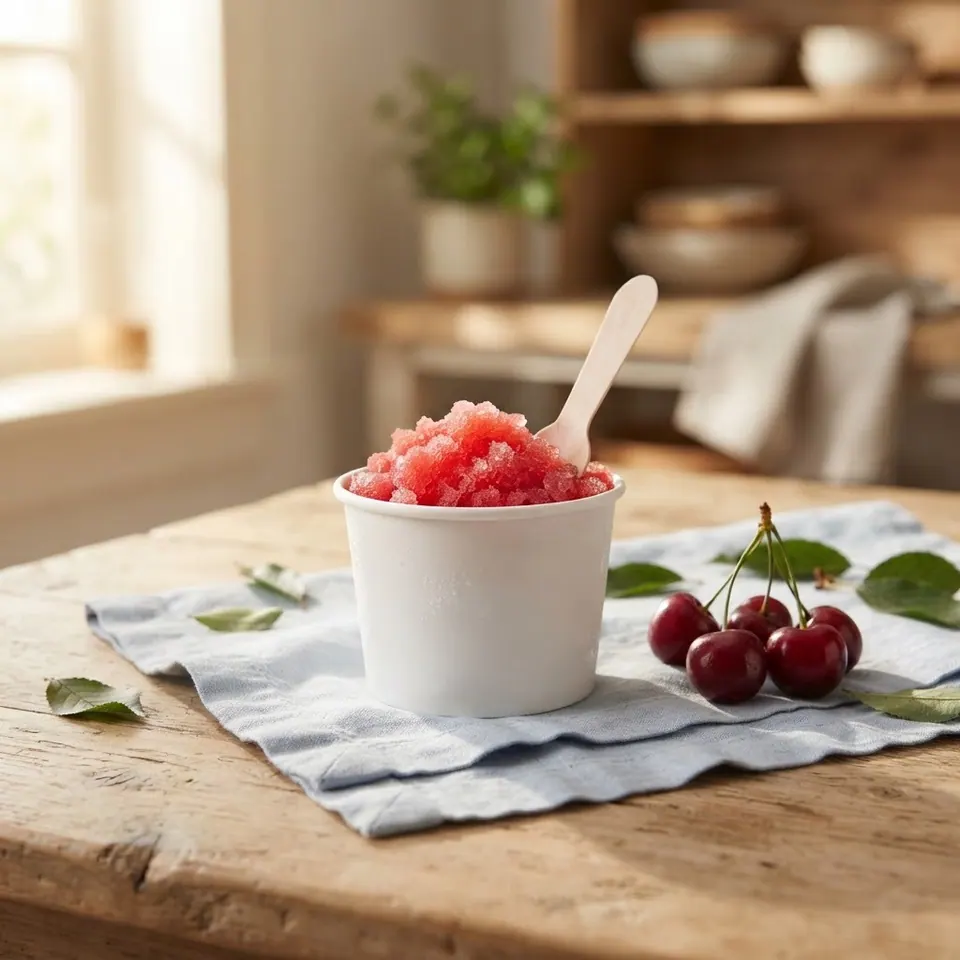 Cherry Italian Ice, served