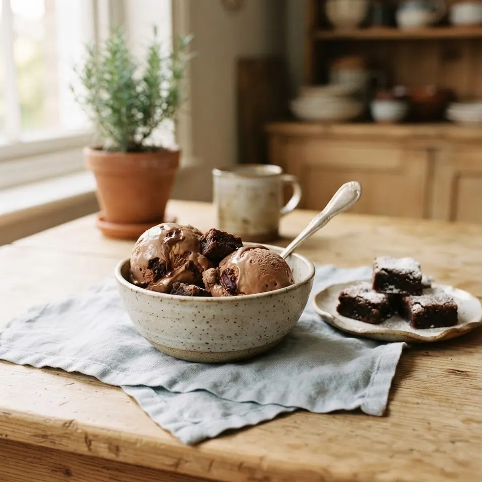 Chocolate Fudge Brownie, served