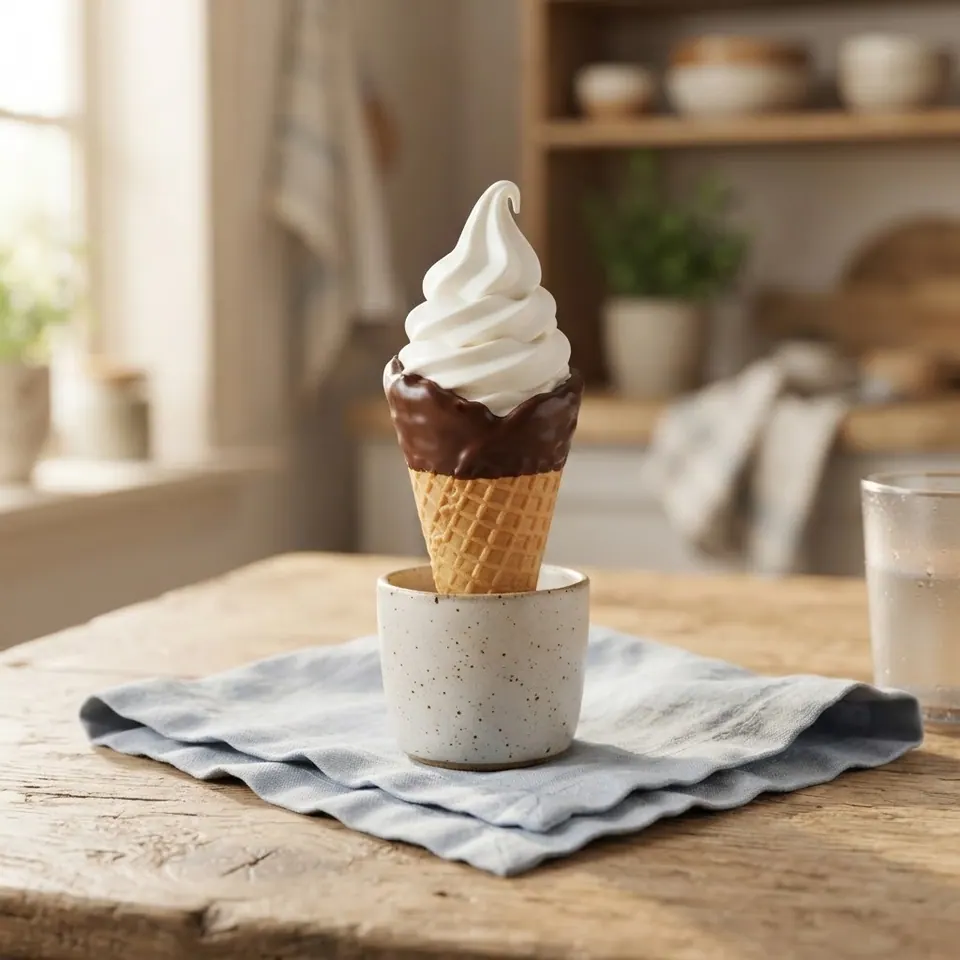 Chocolate-Dipped Cone, served
