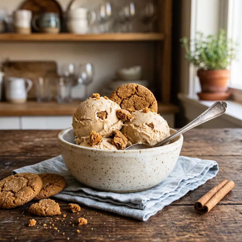 Gingerbread Ice Cream made in a Ninja CREAMi, served