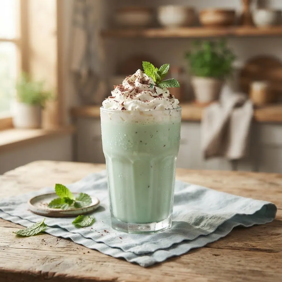 Mint Chocolate Chip Shake, served