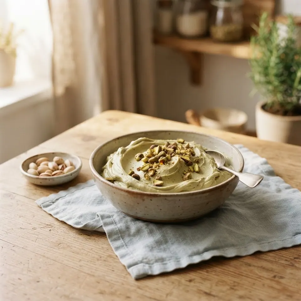 Sicilian Pistachio Gelato, served
