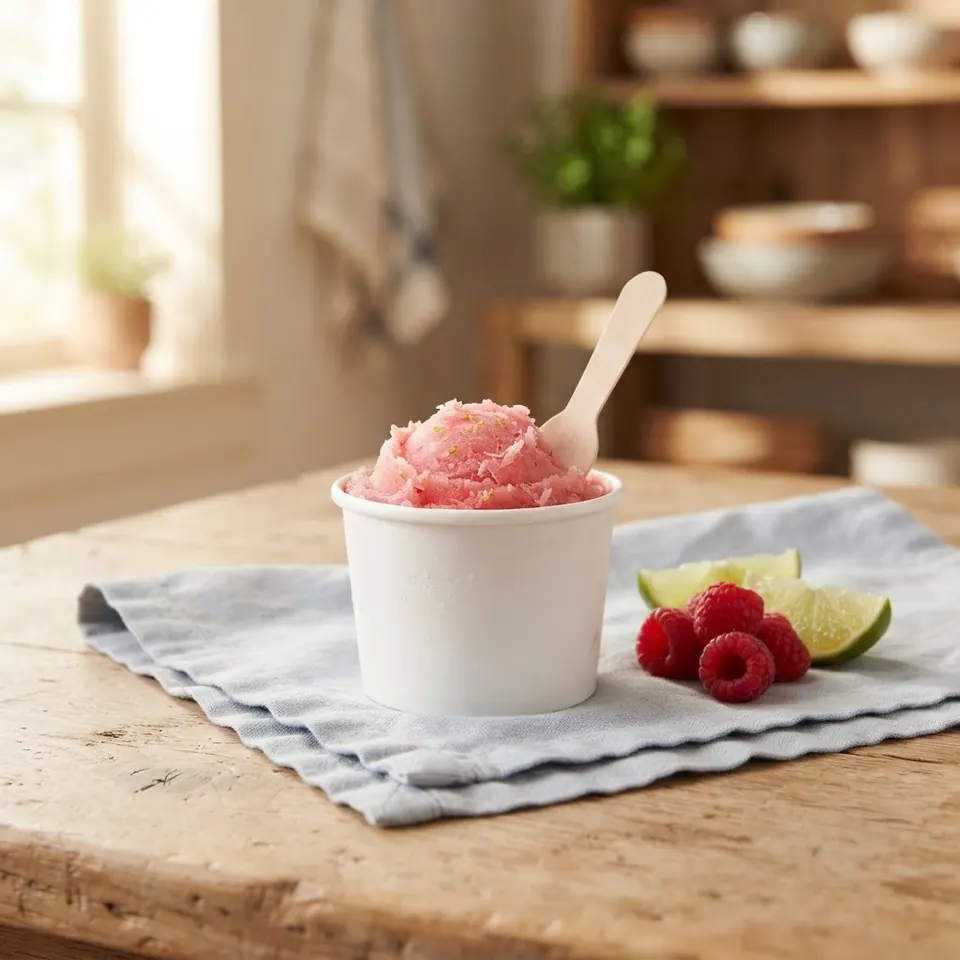 Raspberry Lime Italian Ice, served