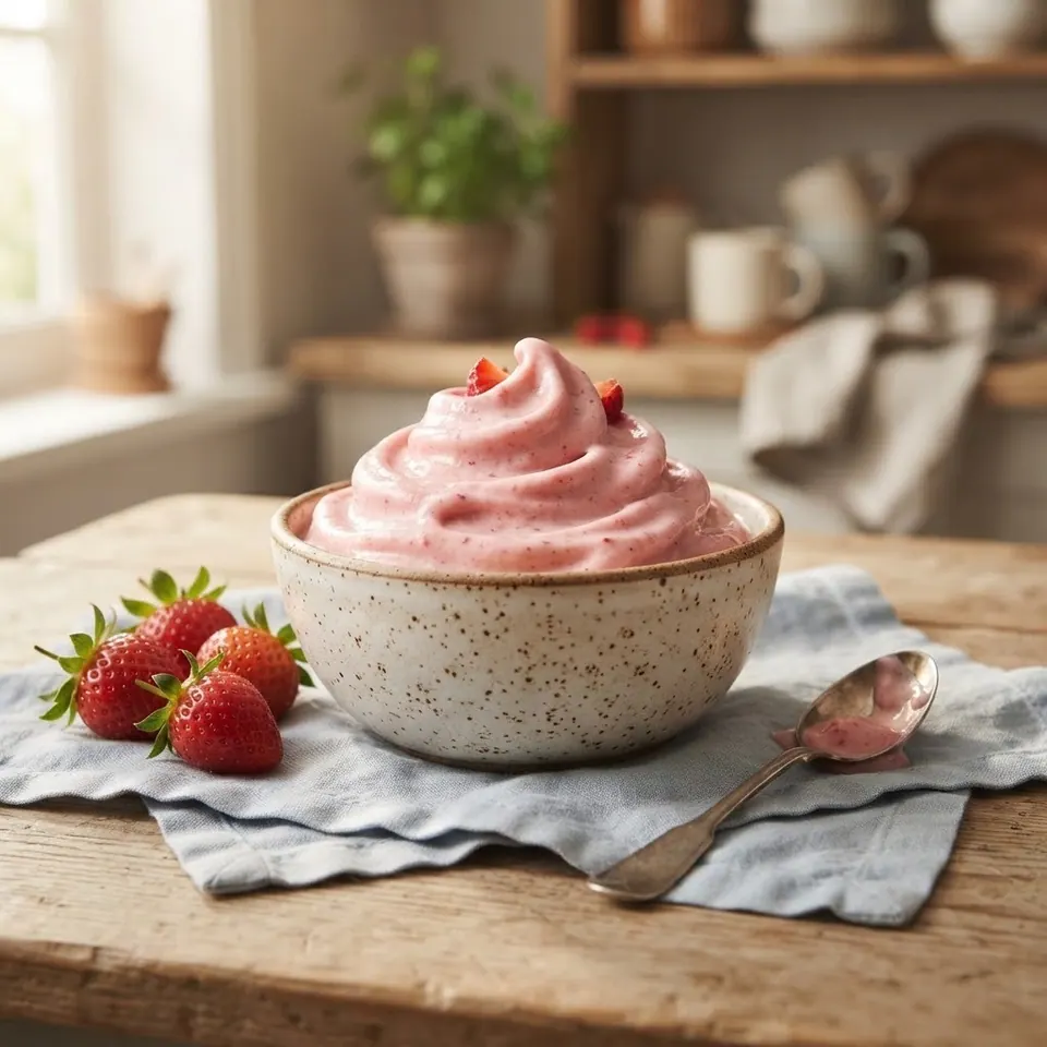 Strawberry Frozen Yogurt, served